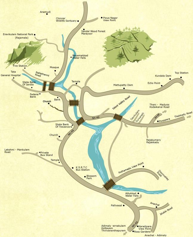 Munnar Tourist Map
