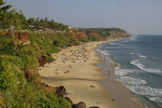 Varkala is among the best beaches in India with sea on one side and a high cliff on other side