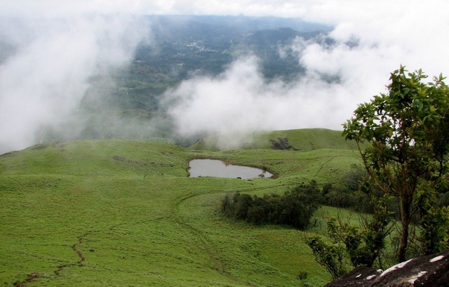  A heart shaped lake on the way to the top of the Chembara peak is a major tourist attraction in Wayanad