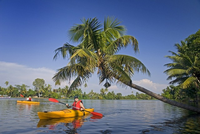 Kayaking opportunities in backwaters of Kerala in Alleppey, Kumarakom and Kannur