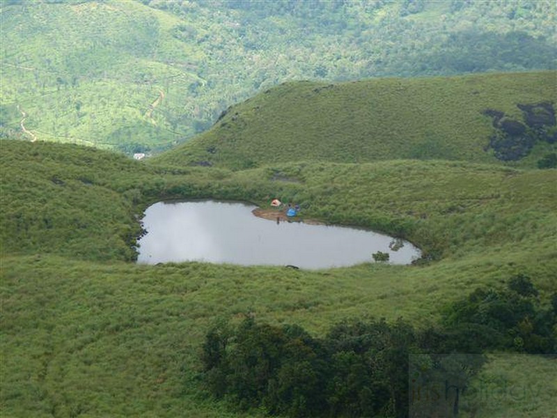 Heart shaped honeymoon lake in Chembra Peak