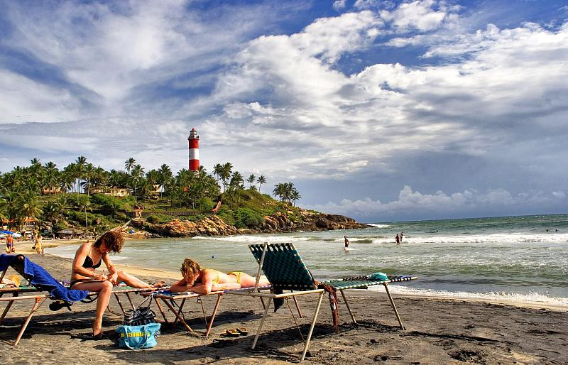Sunbathing in beaches in Kerala 