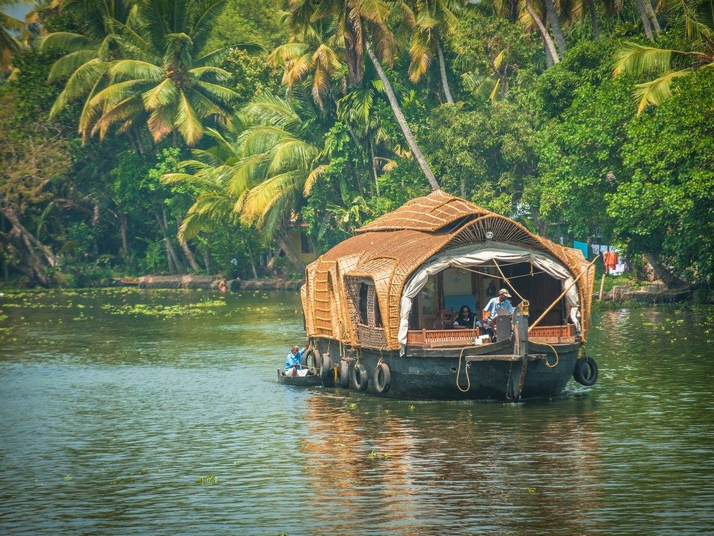 A Houseboat in Alleppey Backwaters of Kerala, India