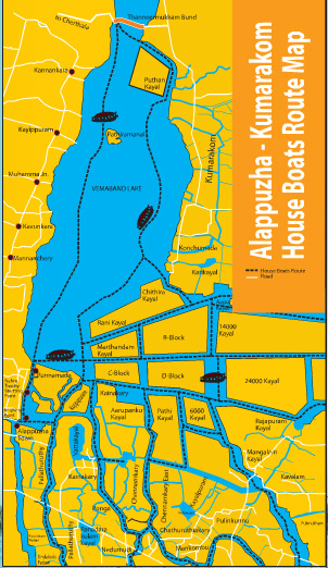 Map of Kerala Backwaters