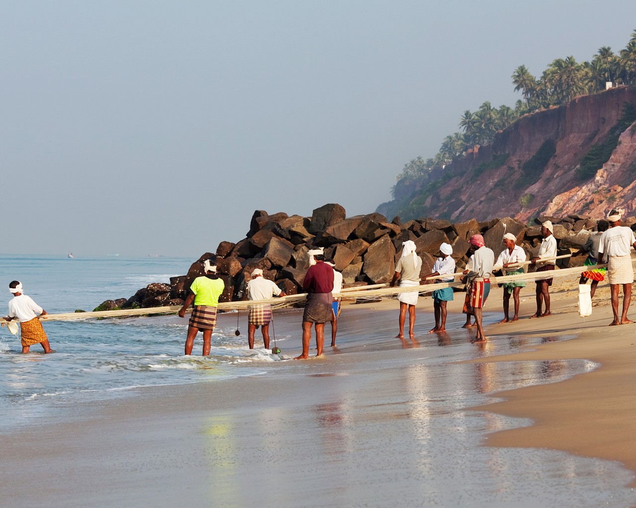 Fishermen in Kerala state, South India