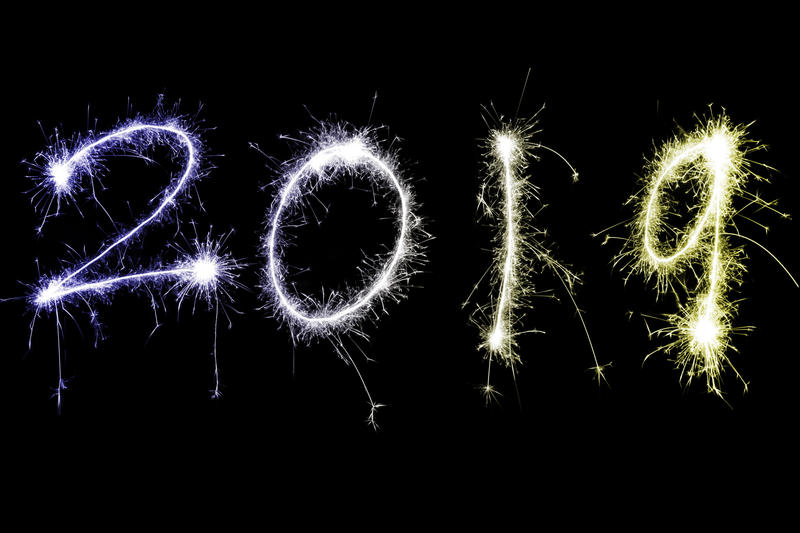 new year celebrations in glowing light to welcome in the New Year 2019