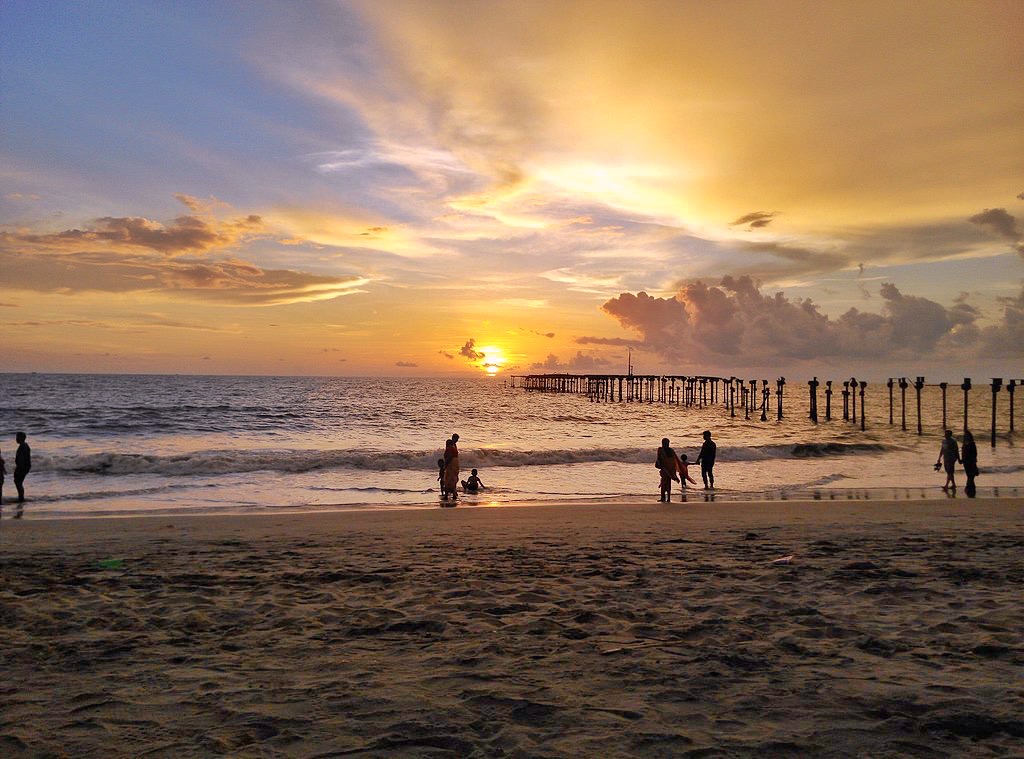 The Alleppey beach during sunset