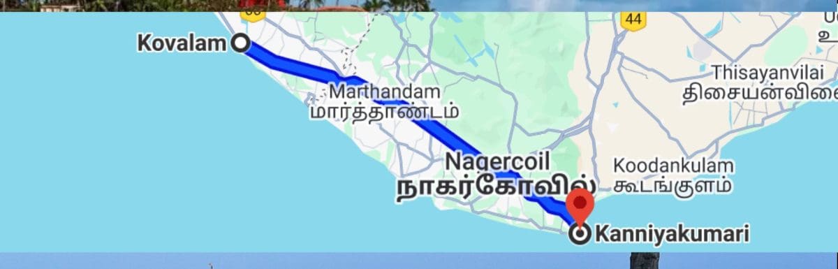 ovalam-to-kanyakumari