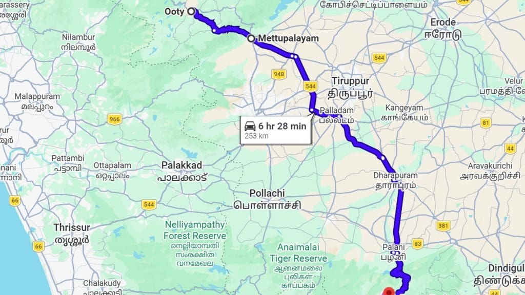 ootty-kodaikanal-route